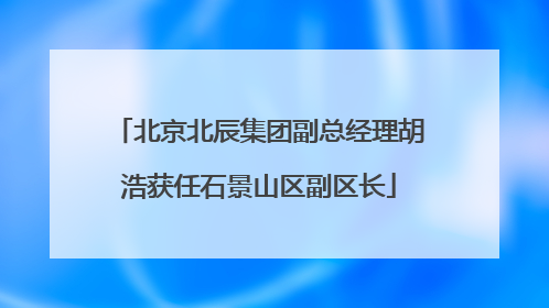 北京北辰集团副总经理胡浩获任石景山区副区长